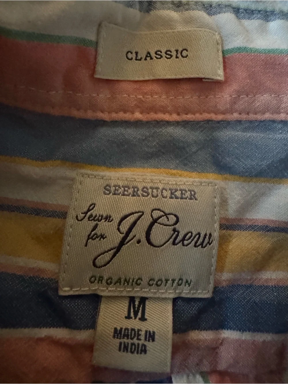 J. Crew Mens Pastel Striped Short Sleeve Button Down Collared Casual Shirt